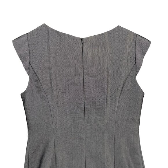 Sandra Darren Sheath Dress Pewter Grey Cap Sleeve Bow Detail Lined Size 8 - Picture 4 of 11